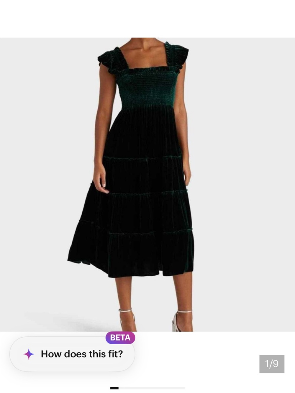 Hill House Midi Velvet Dress in Dark Green